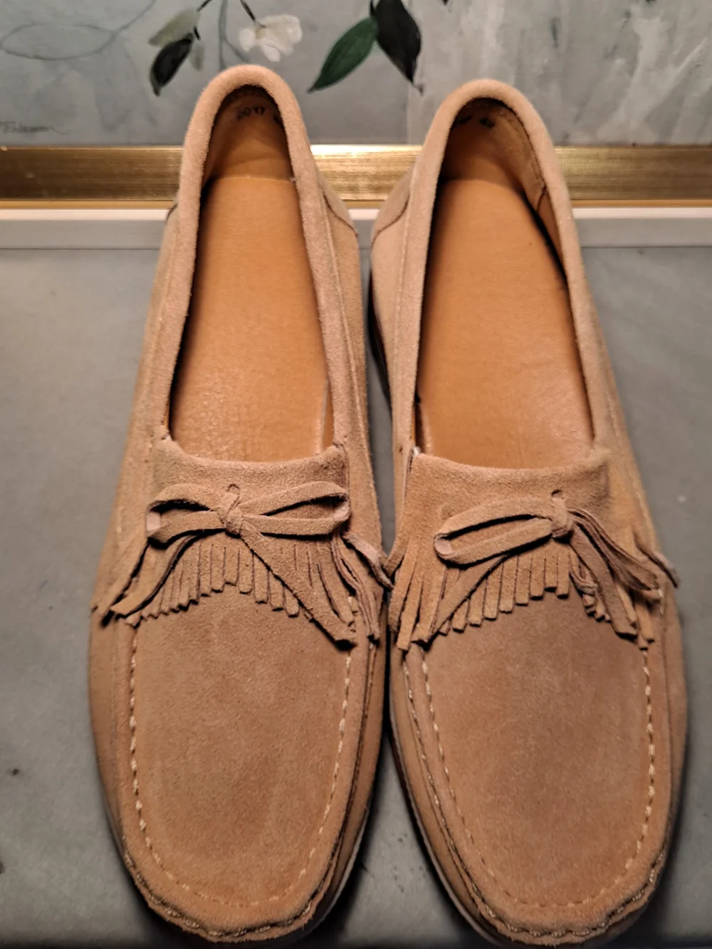 Ruiatoo Preppy Suede Fringe Tassel Platform Loafers in Light Brown 10.5-11